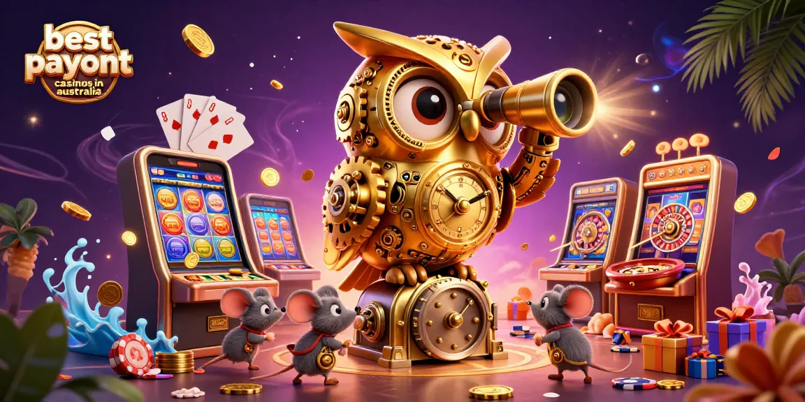 Experience gameplay at the best payout casinos in Australia with vibrant casino elements and characters.