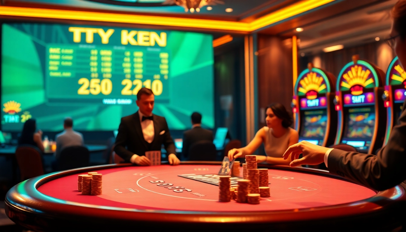 Players engaging with ty le keo at a vibrant casino table, showcasing excitement and luxury.