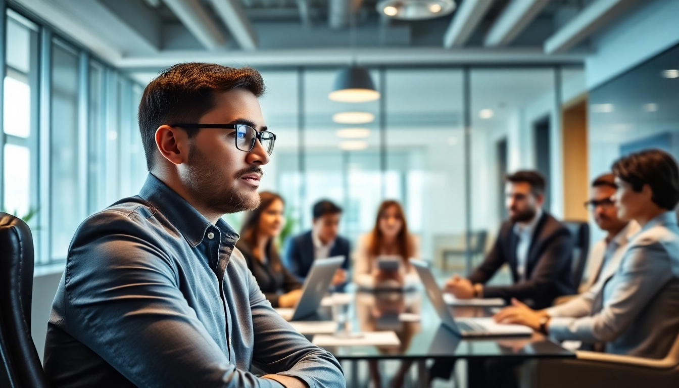 Headhunter IT providing recruitment solutions in a modern office setting.