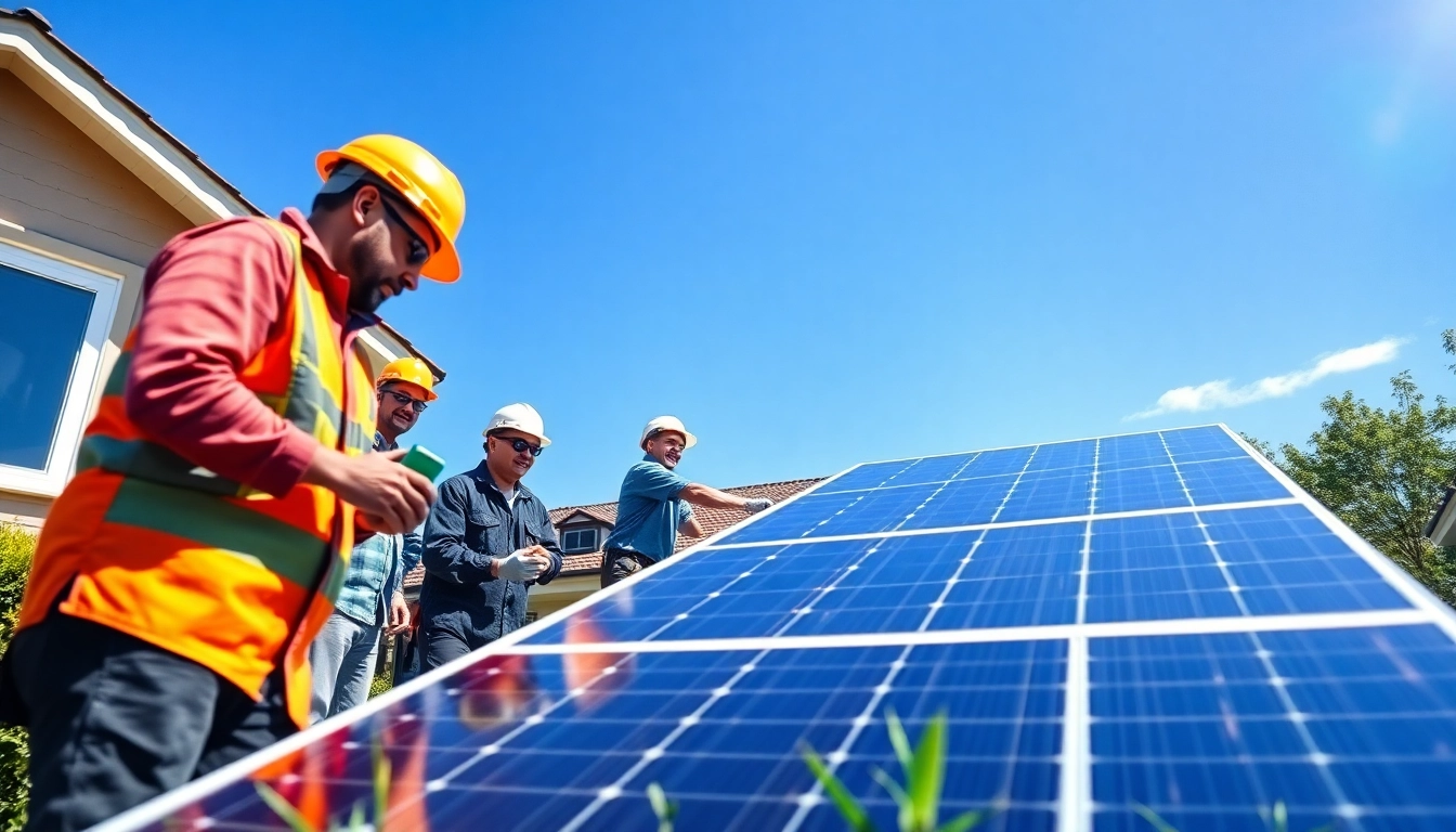 Solar Wien zeigt Fachleute, die an der Installation von Solaranlagen arbeiten.