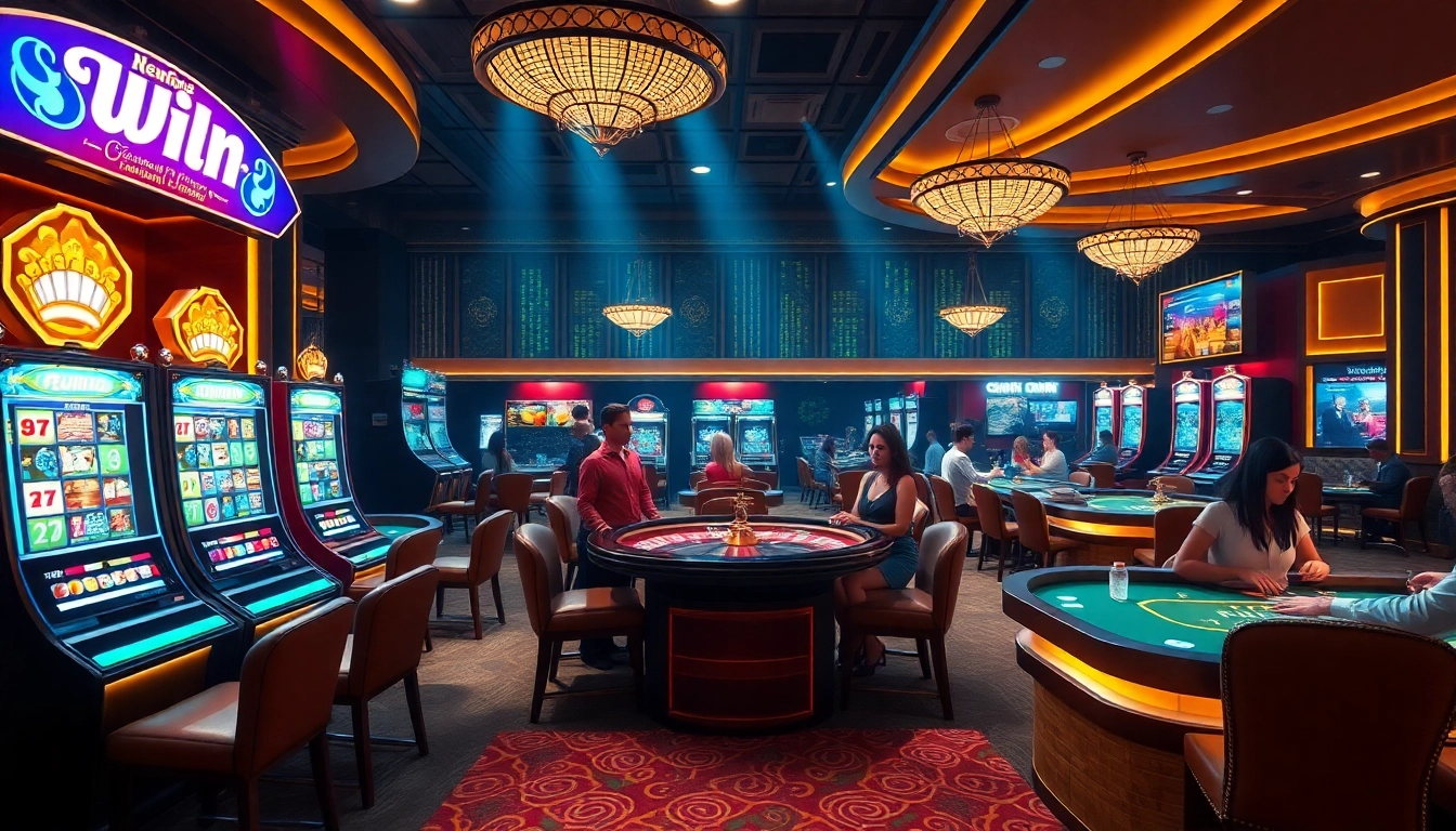 Experience thrilling gaming at VSWIN with vibrant casino tables and exciting slot machines.