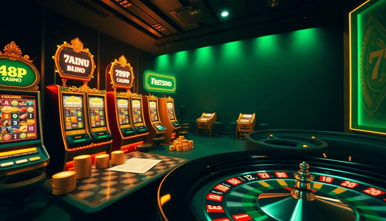 Experience thrilling casino action at 789P with vibrant slot machines and roulette gameplay.