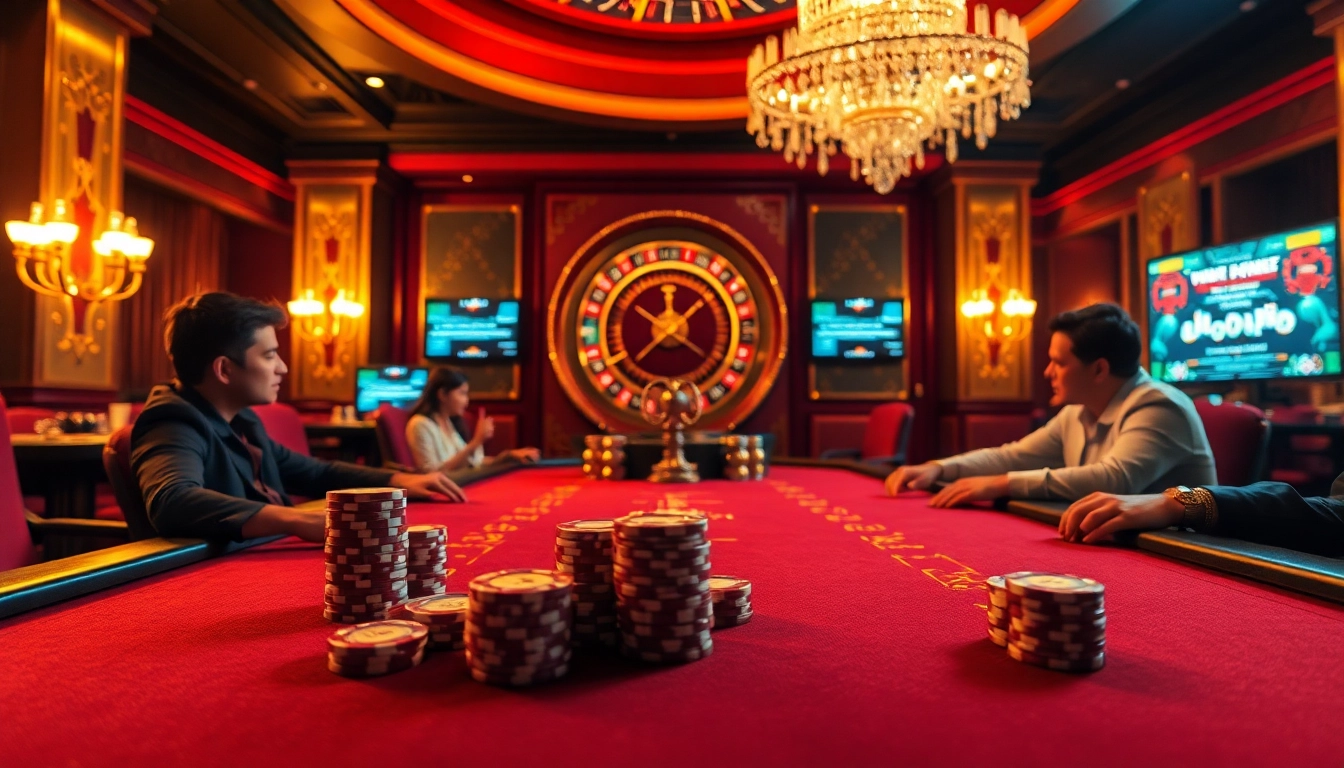 The hidden wiki dark web shines in a luxurious casino with players at a poker table amidst vibrant lights and rich decor.
