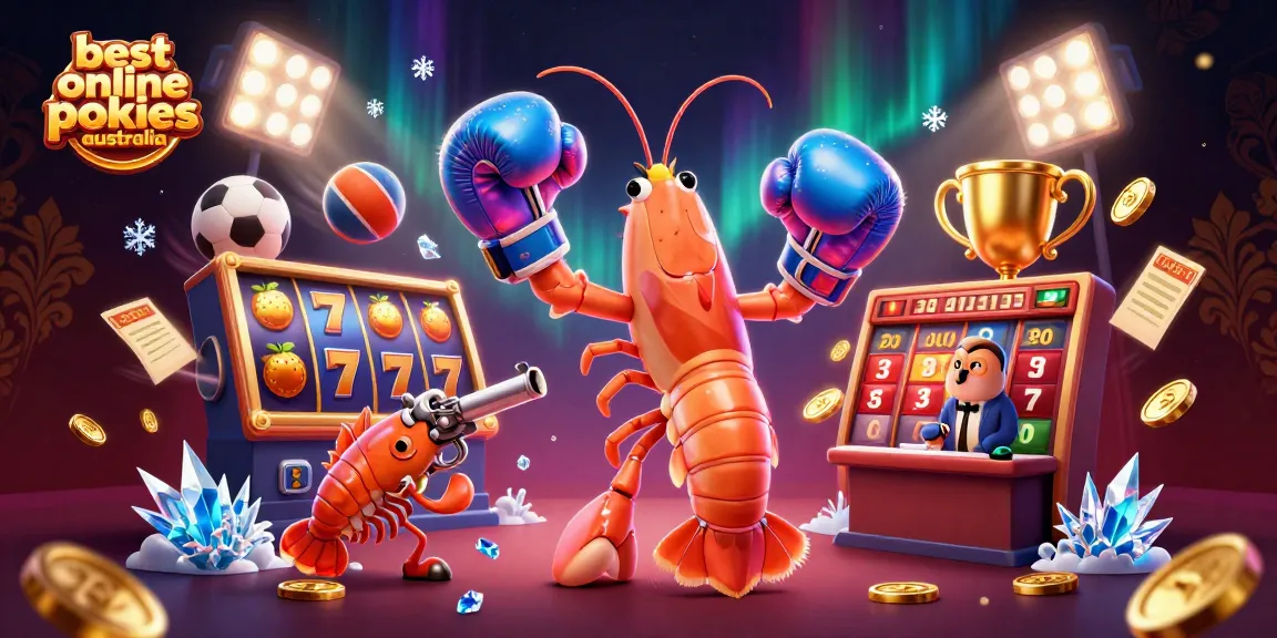 Best online pokies Australia showcasing a vibrant and dynamic gambling scene with lively characters.